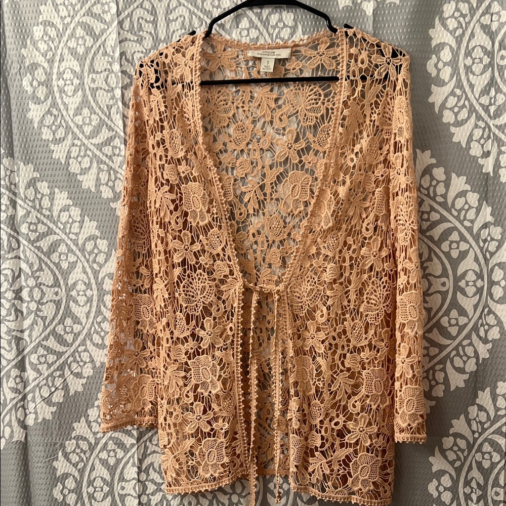 Chico's Lace Cardigan in Peach